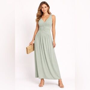 ZARA Maxi Dress Womans XS Dropped Waist Open‎ Back Draped Ruche NWOT$130